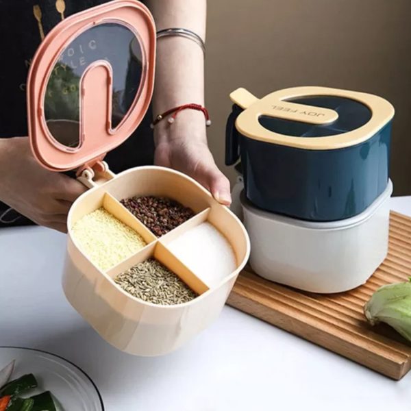 4 Portions Spice Box With Free Spoon Modern Spice Kit – Spice Jar (random Color)