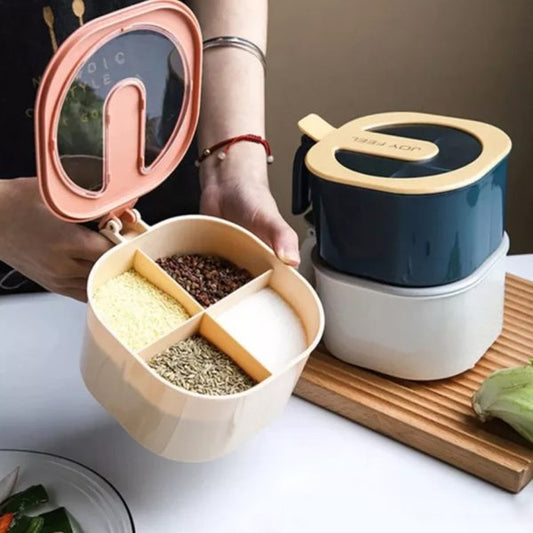 4 Portions Spice Box With Free Spoon Modern Spice Kit – Spice Jar (random Color)