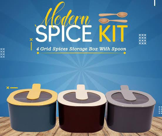 4 Portions Spice Box With Free Spoon Modern Spice Kit – Spice Jar (random Color)