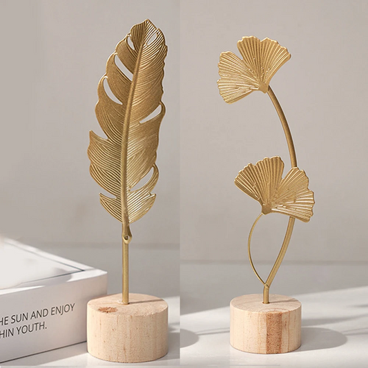 Nordic Gold Ginkgo Leaf Crafts Leaves Sculpture Luxury Living Room Decor Home Decoration
