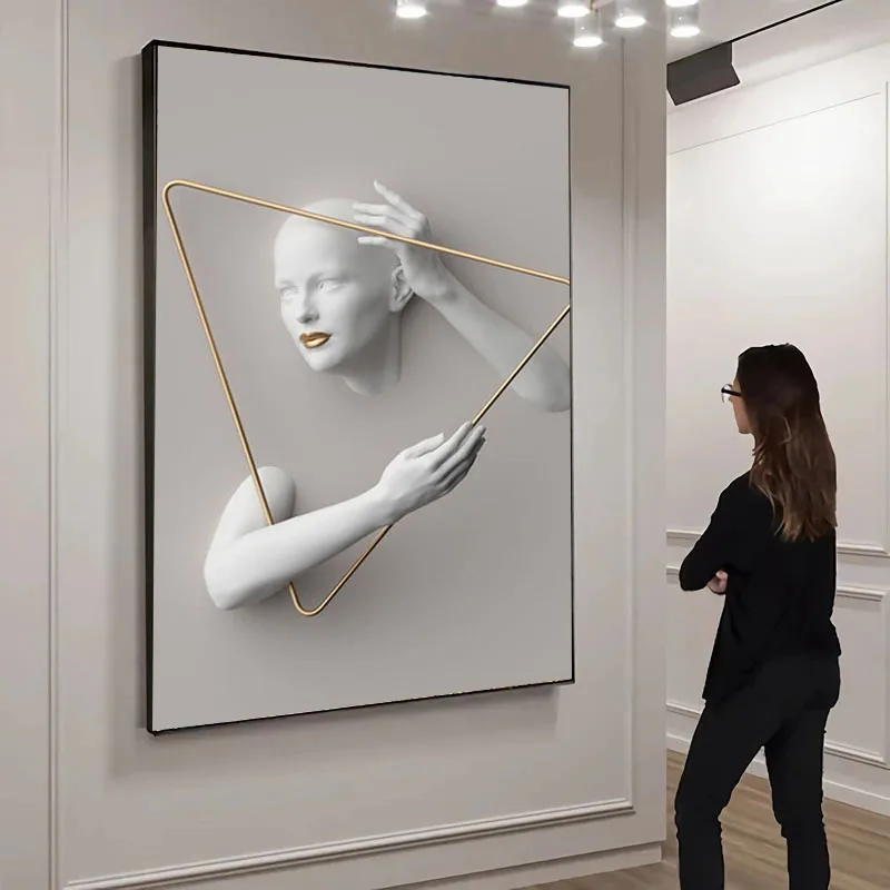 Woman Sculpture Poster Prints Woman Power Canvas Painting Cuadros Wall Art Pictures