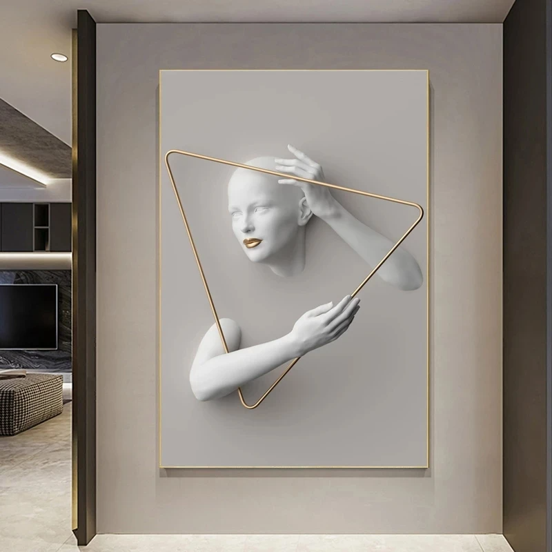 Woman Sculpture Poster Prints Woman Power Canvas Painting Cuadros Wall Art Pictures
