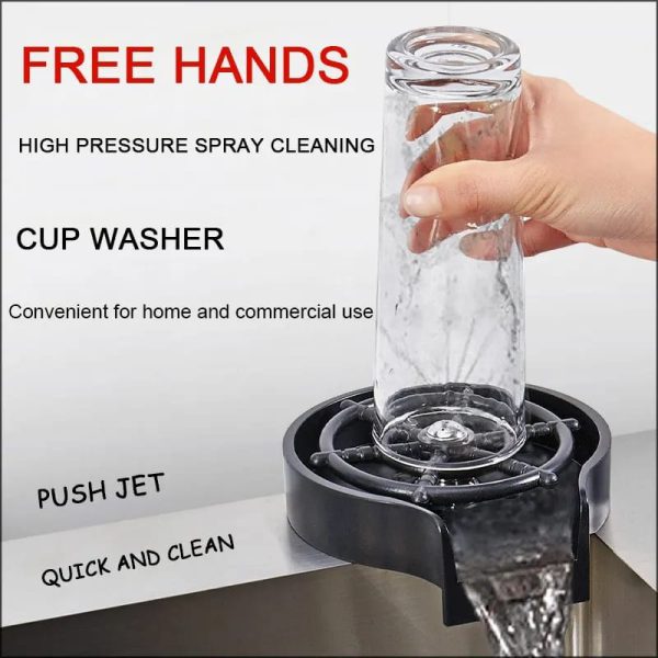 Hompetal High Pressure Faucet Glass Rinser Automatic Cup, Glass Washer Bar