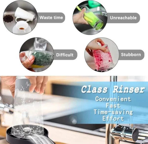 Hompetal High Pressure Faucet Glass Rinser Automatic Cup, Glass Washer Bar